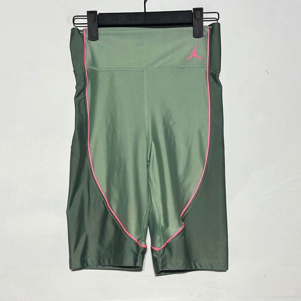 Nike Air Jordan Essential Bike Shorts Green Pink Size Small - Picture 2 of 9